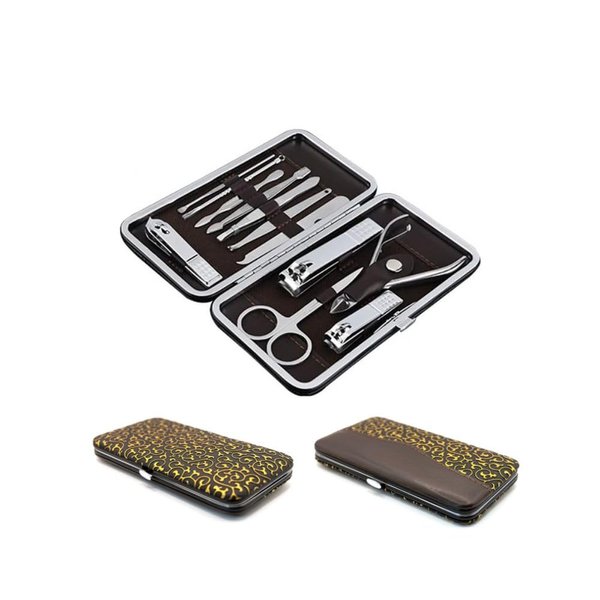 Manicure Set Nail Clippers Pedicure Kit -12 Pieces Stainless Steel Manicure Kit, Professional Grooming Kits, Nail Care Tools with Travel Case Gold/Brown Suitable for Home, Outdoor Travel, Gift, Salon