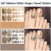 8Sheets Marble Toe Nail Polish Strips Stickers Self-Adhesive Nail Decals Nail Supplies Semi Cured Toenail Gel Strips Stickers Marble Foil Designs Full Nail Wraps Toe Nail Polish Sticker for Women
