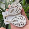 MALOYANVE Bohemian Wood Earrings for Women Girls Handmade Natural Retro Lightweight Teardrop Geometric Hollow Wooden African Dangle Drop Geometric Statement Earrings Boho Vintage Ethnic (White)