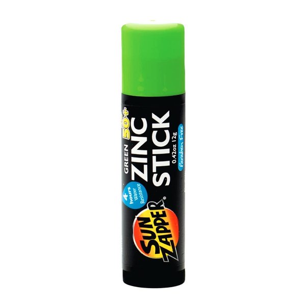 Sun Zapper Zinc Oxide Sunscreen Stick Mineral Green SPF 50+ Water Resistant for Face & Body, Adults, Kids (0.42 Oz, 12g) Broad Spectrum Sun Block, Made in Australia