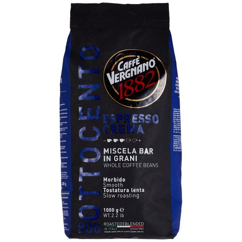 Caffe Vergnano Espresso Roast "Crema 800 Blend" Whole Bean Coffee | 2.2 Lb Bag (1 kilo) | Imported from Italy