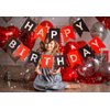 Runhiskii Happy Birthday Banner, Red Black Cardstock Decorations, 13pcs Reusable Banner for Men Women Boys Girls
