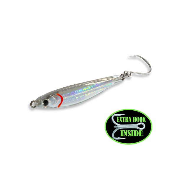 Fat Cow Epoxy Jig Fat Minnow with in-Line Hook and Extra Treble Hook - 2.5", 3/4 oz, Chrome