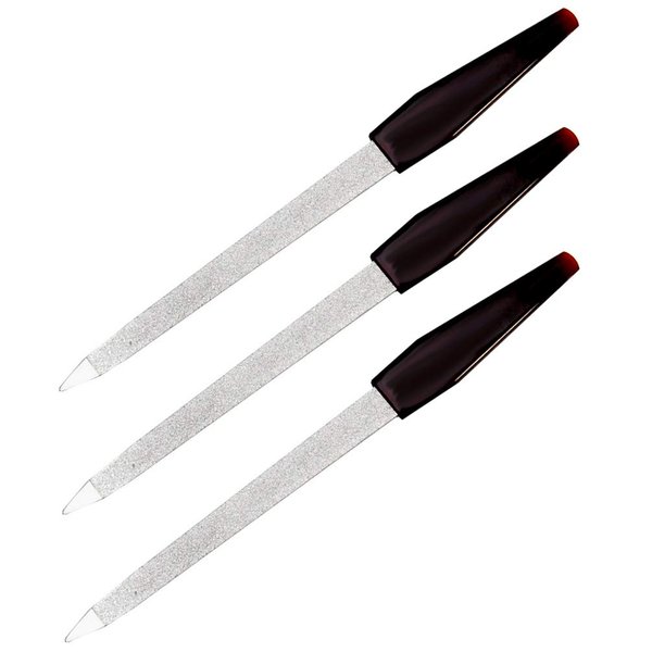 Pinkee's (3 Pack) 5 inch Stainless Steel Sapphire Nail File for Fingernails, Toenails, Scraping, Strengthening, Finger Manicure File