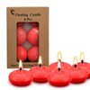 6 PCS Floating Candles, Red Unscented Dripless Wax Burning Candles 1.77 Inch Diameter Floating Candles Discs for Cylinder Vases, Weddings, Pool Party, Wedding, Holiday, Home Decor (Red)