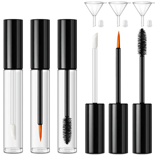 6pack Mascara Tubes Empty for Castor Oil, 10ML Mascara Wand Tube, Eyeliner Tube & Lip Gloss Tube Kit with Funnel, Travel Mascara Tube for Eyelashes Serum Eyebrows Growth Oil, DIY Skin Care Essentials…
