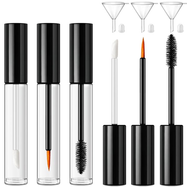 6pack Mascara Tubes Empty for Castor Oil, 10ML Mascara Wand Tube, Eyeliner Tube & Lip Gloss Tube Kit with Funnel, Travel Mascara Tube for Eyelashes Serum Eyebrows Growth Oil, DIY Skin Care Essentials…