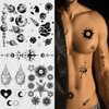 Cerlaza Temporary Tattoos for Men Women, 30 Sheets Small Hand Fake Tattoos for Adult Body Art, Waterproof Tattoo Stickers Space Moon Design on Neck Clavicle Shoulder