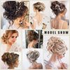 WZNBBOY Messy Bun Hair Piece Claw Clip Synthetic Chignon Tousled Updo with Tendrils Hair Extensions Hair Bun Curly Wavy Faux Hair Bun Hair Scrunchies Hair Accessories for Women (Medium Blonde)