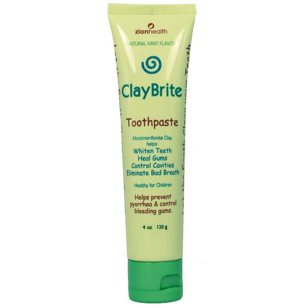 Zion Health Claybrite Natural Toothpaste, Natural Mint, 4 Ounce (Packaging may vary)