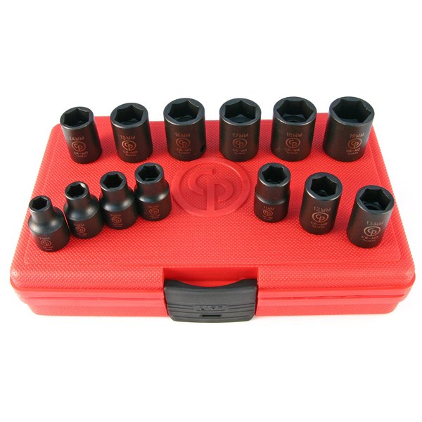Chicago Pneumatic SS3113-3/8 Inch Square Drive, Standard, Metric, 6 Point, Impact Socket Set (13 PCS)