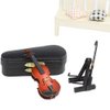 Wooden Miniature Violin with Stand, Bow and Case, Mini Musical Instrument, Dollhouse Model Miniature Home Decoration (3.15")