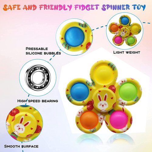 6 Pack Fidget Spinners, Pop Fidget Spinner for Kids, Pop Bulk Fidget Toys, Simple Popper Fidget Spinners Goodie Bag Basket Stuffers Classroom Prizes Party Favors Birthday Gifts Toys