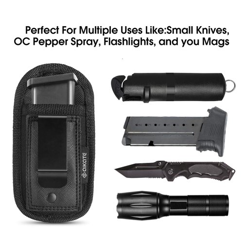 2 Pack Universal Magazine IWB Pouch Concealed Carry 9mm .40 .45 .380 .357, Mag Holster For S&W M&P Sig Sauer Ruger Glock, Fits Any 7 10 15 Round Clips All Pistols, Handgun Ammo Gun Ammunition Holsters