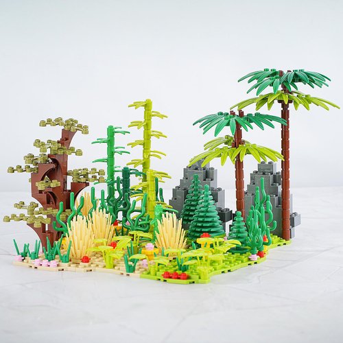 Hayder Jungle Trees Plants Building Blocks with Baseplates, Botanical Parts Leaf Flower Forest Plants Pieces Garden Scenery Building Bricks Toys Compatible with All Major Brands