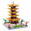 JXRLMB Micro Building Blocks Set for Adults Yellow Crane Tower with Sakura Tree Cherry Plants, Chinese Ancient Famous Architecture Toys Gifts 2200 pcs