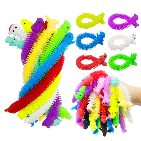 24 Pack Holiday Stretchy Strings Sensory Fidget Toys Pack with Santa Claus,Snowman,Elk,Great for Kids Students Stress Relief and Anti-Anxiety Toys Assortment Christmas Party Favors (Christmas)