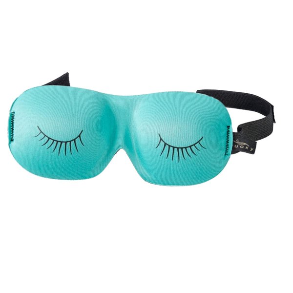 7.75" Aqua Blue Black Eyelashes Unisex Adjustable Sleep Mask