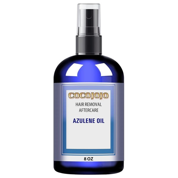 cocojojo Azulene Oil for Decreasing Hair Thickness, Delaying Hair Regrowth, and Soothing Skin After Hair Removal - 100% Natural - 8 Oz