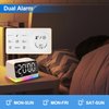 JALL Digital Alarm Clock with FM Radio for Bedroom, 8 Colors Night Light with Charging Port, Sleep Sound Machines with Timer, Dual Alarm (White with White Font)