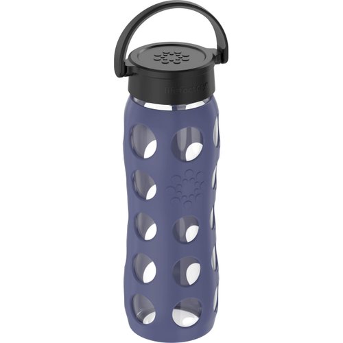 Lifefactory Classic Cap, Dusty Purple 22-Ounce Glass Water Bottle with Protective Silicone Sleeve, 22 Ounce,LG4311BDP4