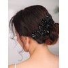 Teyglen Women Dainty Black Rhinestones Crystal Bride Wedding Hair Comb Headband Luxurious Hair Accessories Shiny Black Rhinestones Crystals Bridal Side Hair Combs for Women Bride Girls
