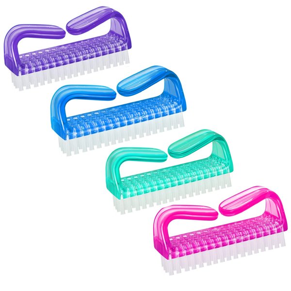 SENIGNOL Handle Grip Nail Brush, 4Pcs Hand Fingernail Cleaning Brush Kit for Nail, Toes, Shower,Garden,Pet, for kids & Women & Men