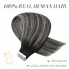 LaaVoo Black Tape in Hair Extensions Human Hair Ombre 22 inch Off Black to Silver with Black Balayage Tape in Human Hair Extensions for Black Women Long Skin Weft 20pcs 50g