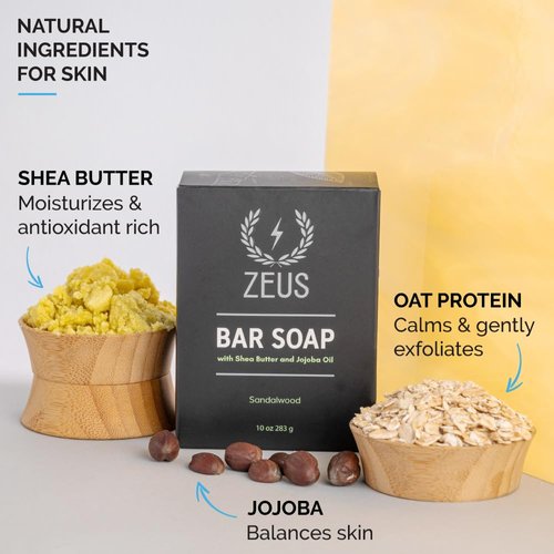 ZEUS Bar Soap, Natural Body & Face Soap Bar, Hydrates, Exfoliates & Softens Skin – 2 PACK (Vanilla Rum)