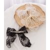 Sovenny 3 Pieces Lace Bow Pearl Chain Hair Clips Flower Embroidery Non Slip Hair Bow Barrettes for Women and Girls (White, Beige, Black)