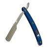 Classic Samurai Stainless Steel Professional Barber Straight Edge Razor with 100 Lord Count Single Edge Razor Blades (Blue)