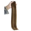 Full Shine Weft Hair Extensions Human Hair Balayage Hair Extensions Real Human Hair For Women Color Medium Brown To Honey Blonde Mix Medium Brown Human Hair Weft Extensions For Women 105G 18 Inch