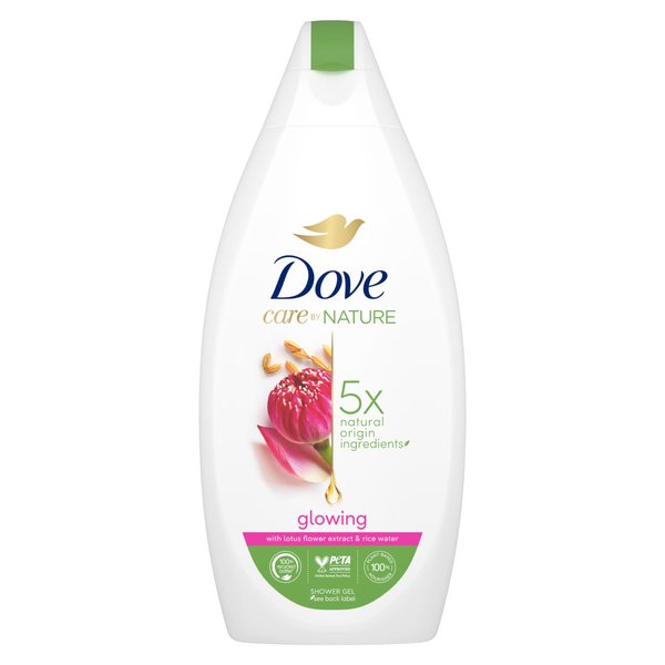 Unilever Dove Care By Nature Glowing Shower Gel Glowing with Lotus Flower Extract & Rice Water Body Wash 400ml (13.5 fl oz)