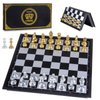AMEROUS 10'' Magetic Travel Chess Set, Plastic Portable Folding Chess Board Game with Gold and Silver Chess Pieces - 2 Extra Queens - Chess for Beginner, Kids, Adults