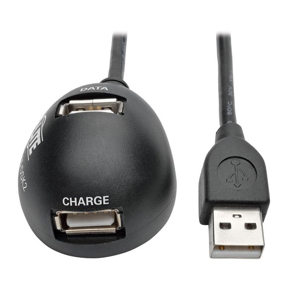 TRIPP LITE 5Ft 2-Port USB 2.0 Hi-Speed Desktop Gold A/A Extension Cable M/F 5' (U024-005-Dsk2), Black