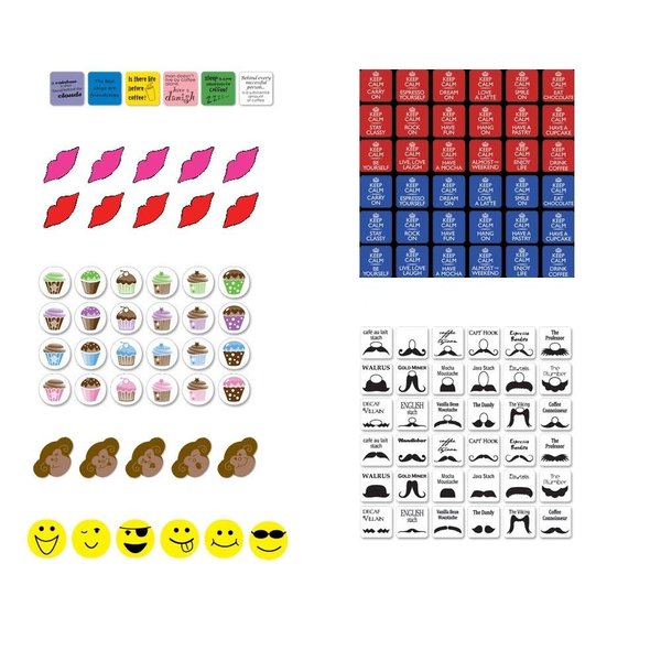 Cruzin Cap Sip Hole Cover, 7 Pkgs of 250 Caps Each, Fun Assortment #1, 1750 total