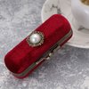 Cabilock Fashion Retro Velvet Lipstick Box Lip Balm Organizer Bag Durable Soft Cosmetic Storage Case with Mirror (Red)