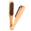 Hair Straightener Clamp Brush, Double Sided Straightening Comb Wooden Anti Static V Shape Styling Boar Bristles Detangler Tool