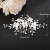 Teyglen Flower Leaf Wedding Hair Comb Gold Silver Leaf Rhinestone Hair Pieces Bridal Crystal Hair Comb Handmade Flower Headpieces Hair Accessories for Women Bride Girls (Gold)