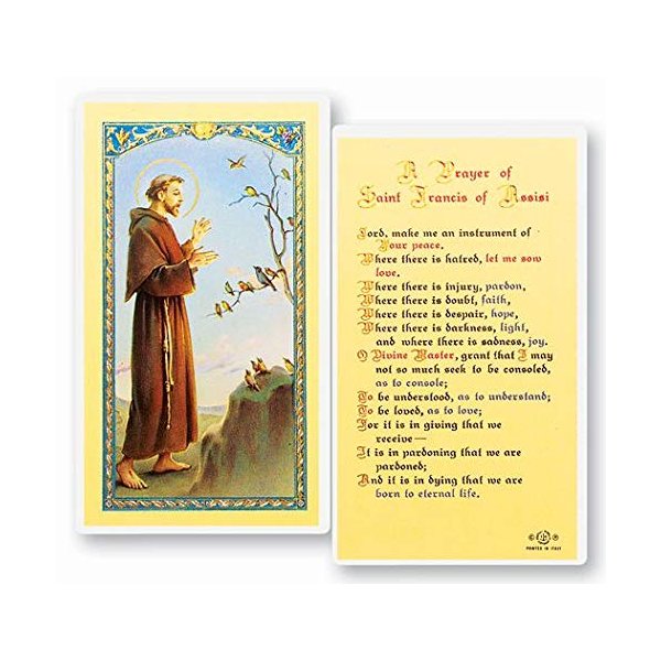 Saint Francis of Assisi Prayer for Peace Laminated Holy Cards (Set of 5)