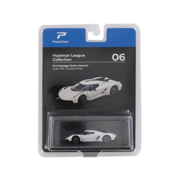 Jesko Absolut Crystal White Metallic Hypercar League Collection 1/64 Diecast Model Car by PosterCars H06B