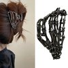 Halloween Skeleton Hand Hair Claw Clips-Metal Black Alloy Hair Clips Nonslip Terror Ghost Hand Strong Hold Hair Jaw Clips Punk Gothic Catch Clips for Women Thick or Thin Hairs Hair Accessories-Hand