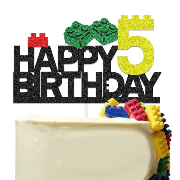 Building Block Birthday Party Supplies, Building Block Cake Topper Decorations for Building Block Party Supplies Decor (5)