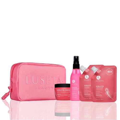 Luseta Keratin Jet-Set Hair Smooth Kit Travel Shampoo and Conditioner for Dry,Damaged and Color Treated Hair Moisturizing and Smoothing Hair Care Set Travel Size Reduce Breakage Color Safe