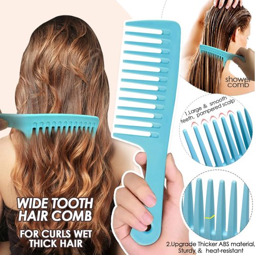 Hair Comb for Women, Wide Tooth Comb, Fine Tooth, Rat Tail Comb, for Wet Curly Thick Thin Hair Detangling (5PCS)
