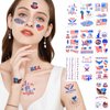 Toututu 10 Sheets 4th of July Temporary Tattoos, American Flag Red White and Blue Patriotic Tattoo, Fourth of July USA Face Tattoo Sticker Party Favors Memorial Veterans Independence Day Accessories