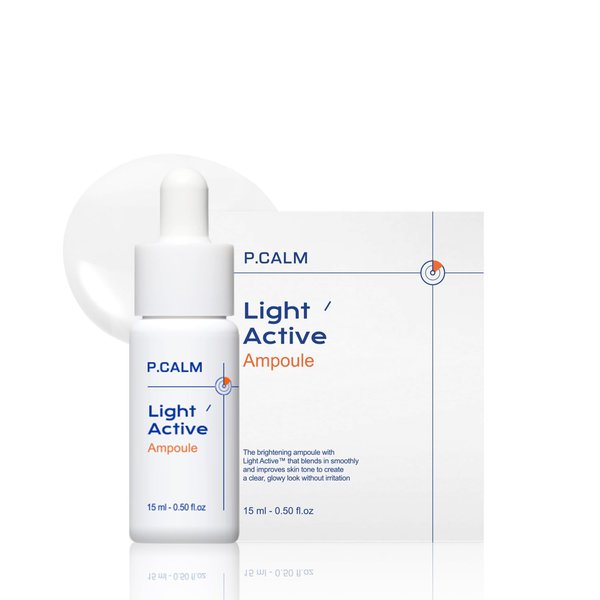 P.CALM Light Active Ampoule 0.5 fl.oz | Vegan Hyperpigmentation Dark Spot Correction Facial Serum for Sensitive Skin | Korean Skincare