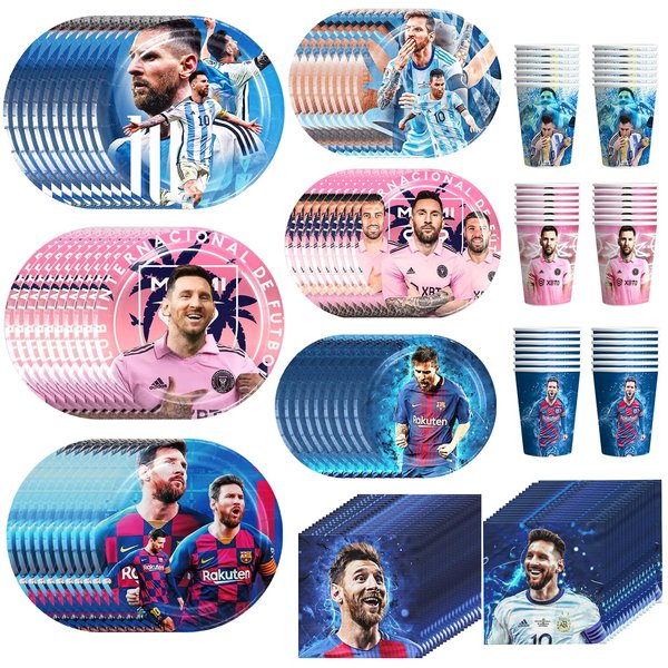 120pcs Soccer Star Birthday Decorations Tableware Set for 30 Guests, HD Soccer Star Party Decorations for Birthday Party Include Soccer Star Party Paper Cups Plates and Napkins Party Supplies
