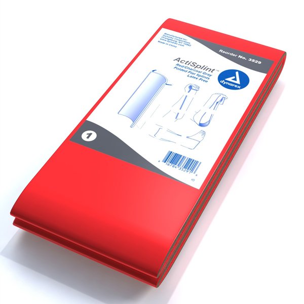 Dynarex ActiSplint - Malleable Aluminum with Foam Padding - Red/Charcoal Gray Flat Conforming Splints - 36" x 4.25"