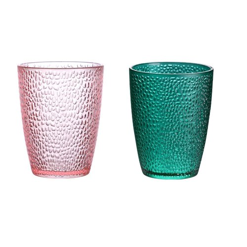 Komost 12oz Plastic Tumblers Set of 2, Reusable & Shatterproof Drinking Glasses for Daily Toothbrushing & Bathroom Use